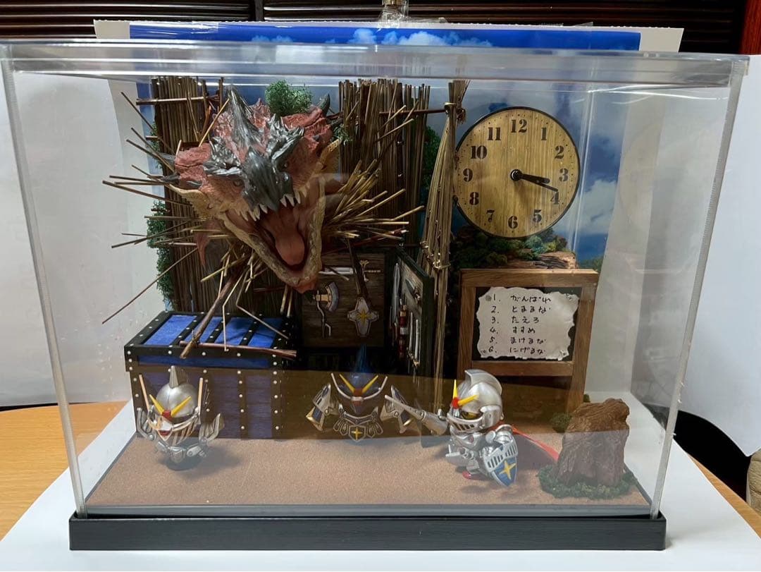 モンハンフィギュア　モンハンワイルズ　リオレウス ガンプラナイトガンダムジオラマ