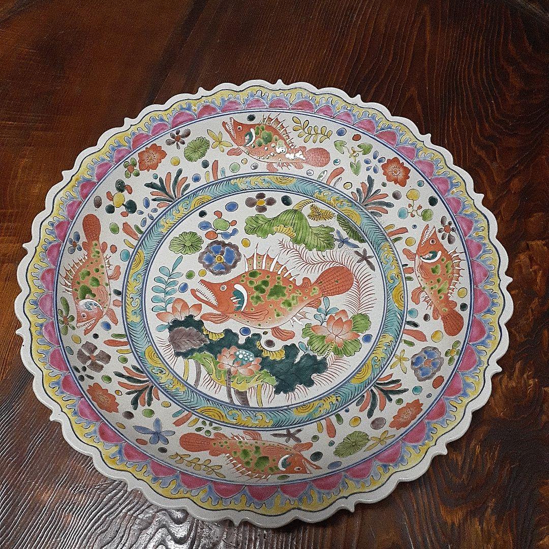 中国大明嘉靖年製魚藻文大皿