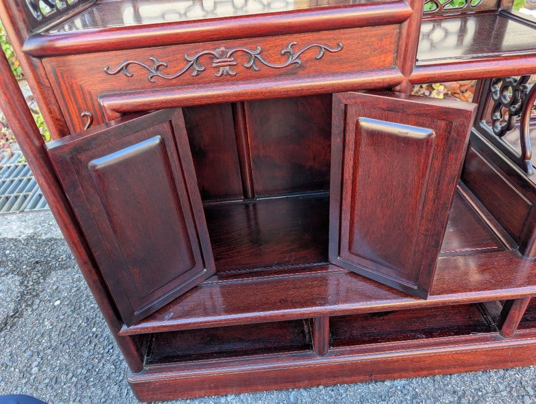花梨製 茶箪笥 無垢材 飾り棚 和家具 唐木 引取可