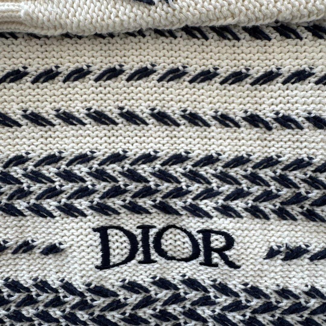 Dior ストライプ クルーネックセーター 白　XS