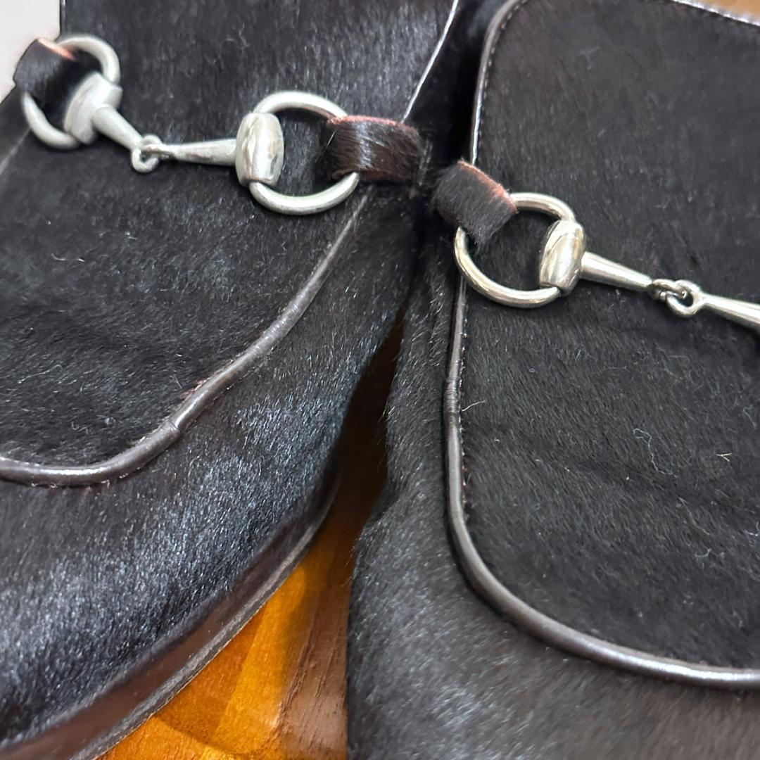 【GUCCI】ハラコ ローファー ブラウン サイズ6 / sh151