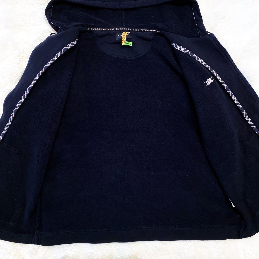 【大きいサイズ】バーバリー ゴルフ ノバチェック パーカー ネイビー ホース刺繍