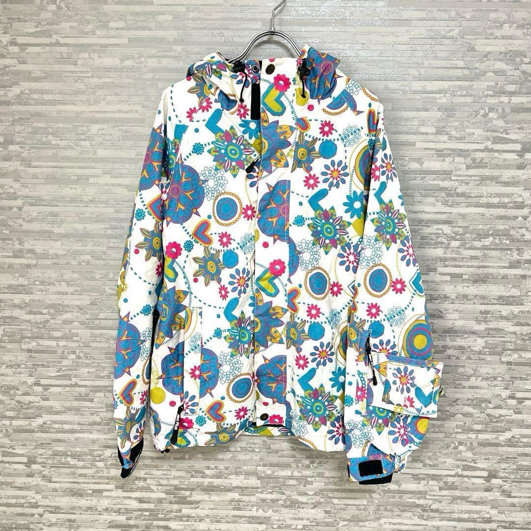 ネオプラス✨スノーボード ジャケット 花柄 Mサイズ 白　ウィンター　スポーツ