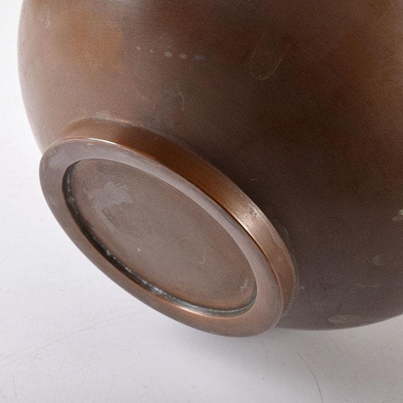 釜師　高木治良兵衛造　唐銅　柄杓立　鶴首花入　共箱　V　7587