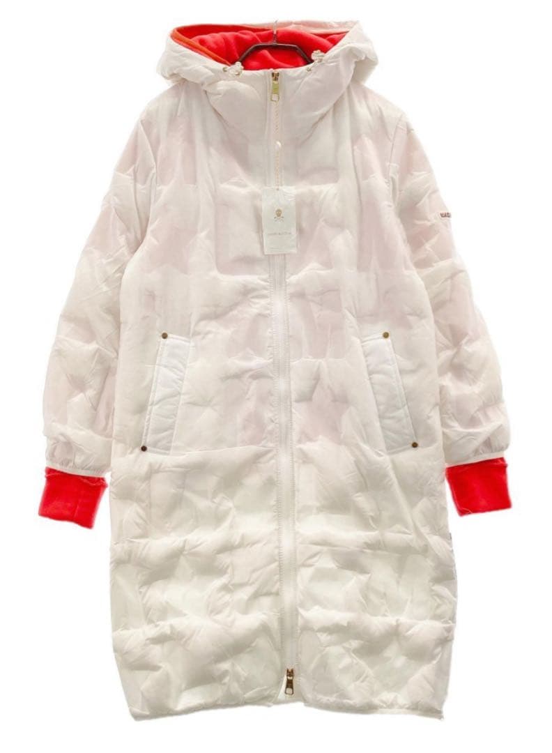 【新品】マークアンドロナ・ロングダウン・2WAYフード付ダウン・ホワイト 46