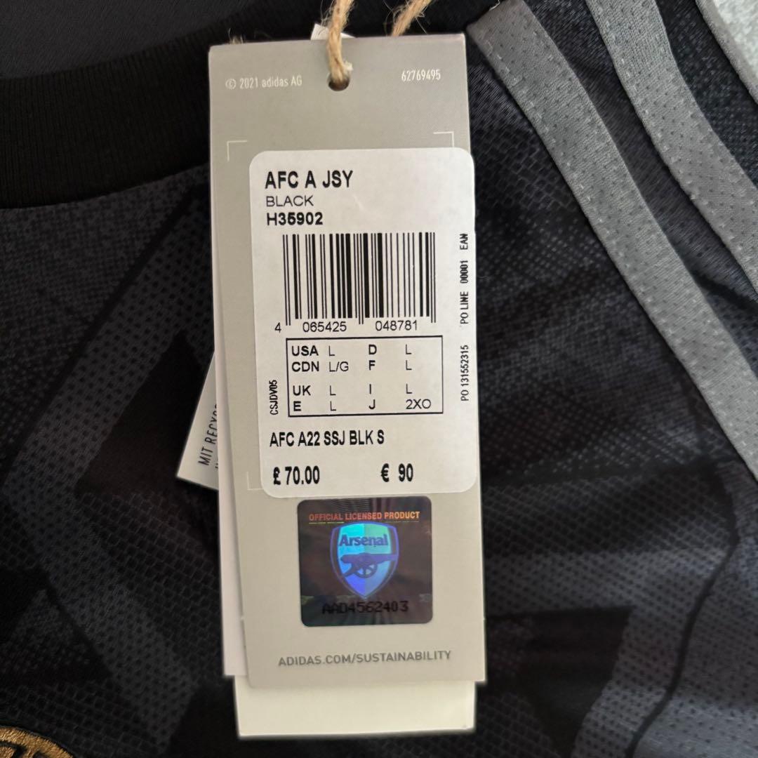 アーセナル　アウェイ　正規品　22/23 ユニフォーム　黒金　シャツ　ジャージ