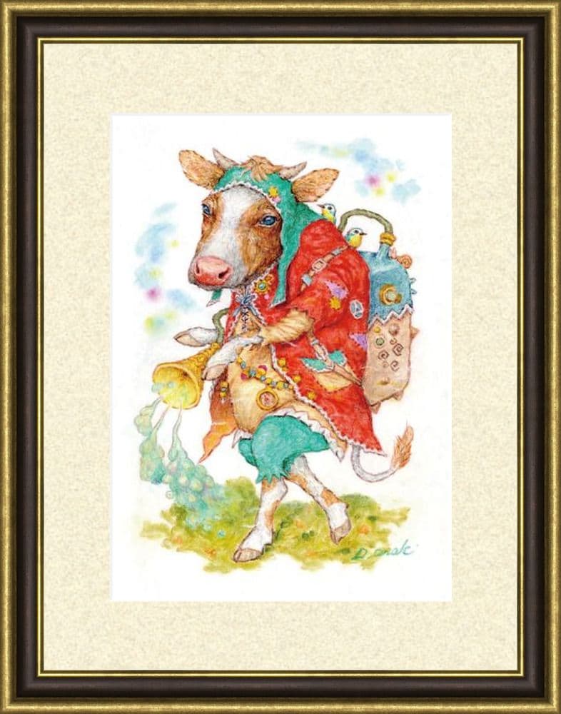 【原画】『ロッタム』（牛　絵画　パステル画）