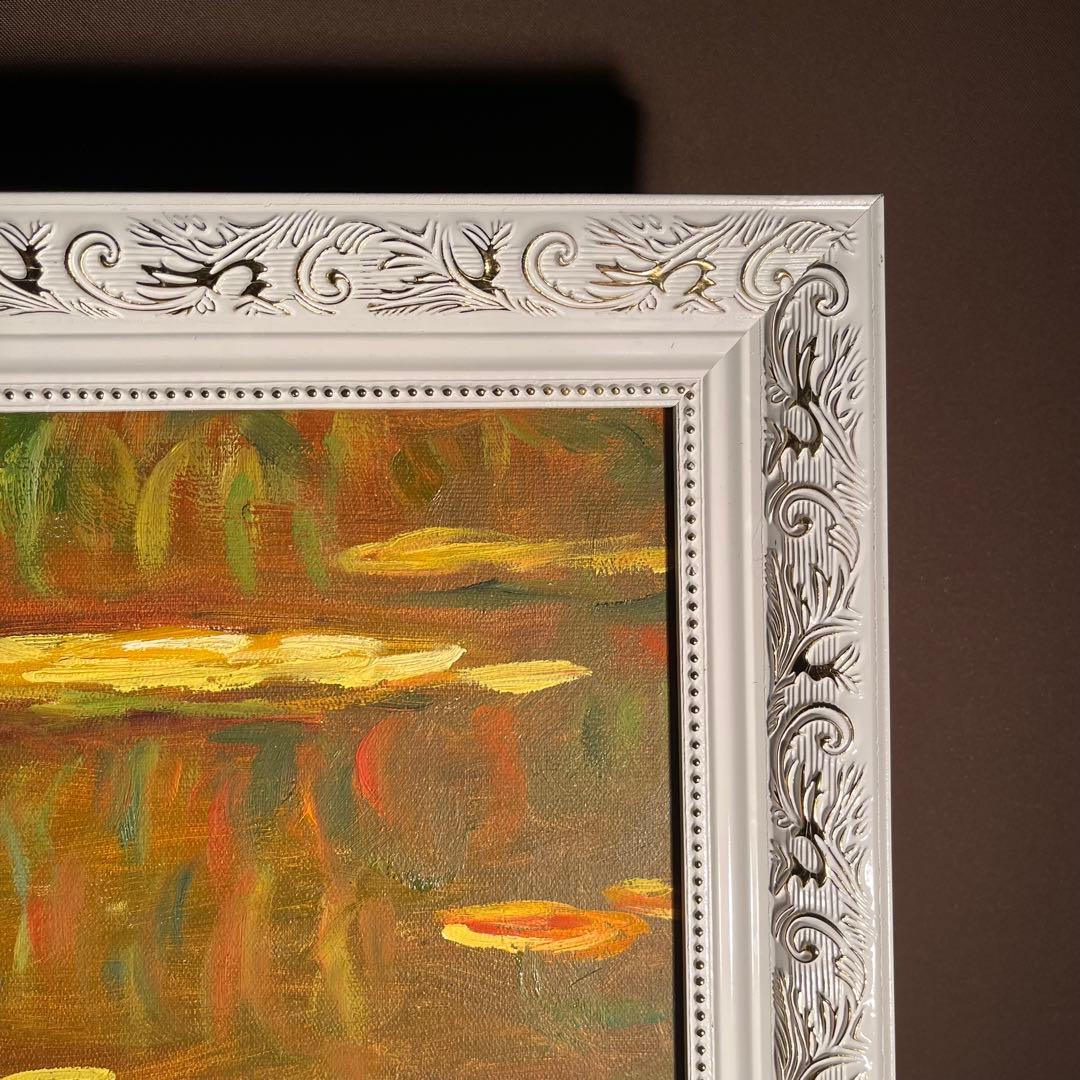 ★秀作★手描き油絵 クロード・モネ 睡蓮 額付 肉筆絵画 インテリア 油彩画