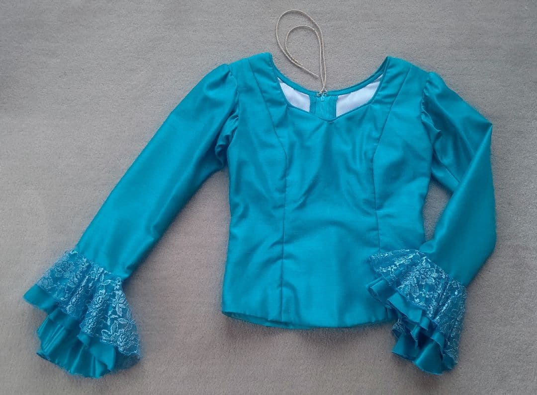 フラメンコ衣装 オーダーメイド 中古 S-Mサイズ ターコイズブルー