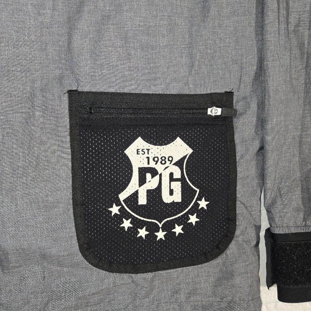 パーリーゲイツ 両面ロゴ　ナイロンジャケット　プルオーバー　グレー　 XL