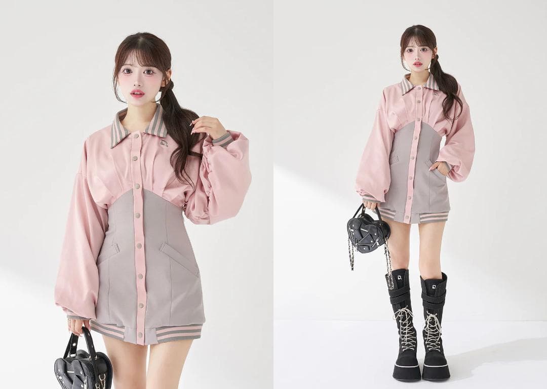 ダーリッチ darich ドルマンスリムスカジャンミニワンピース ピンク F