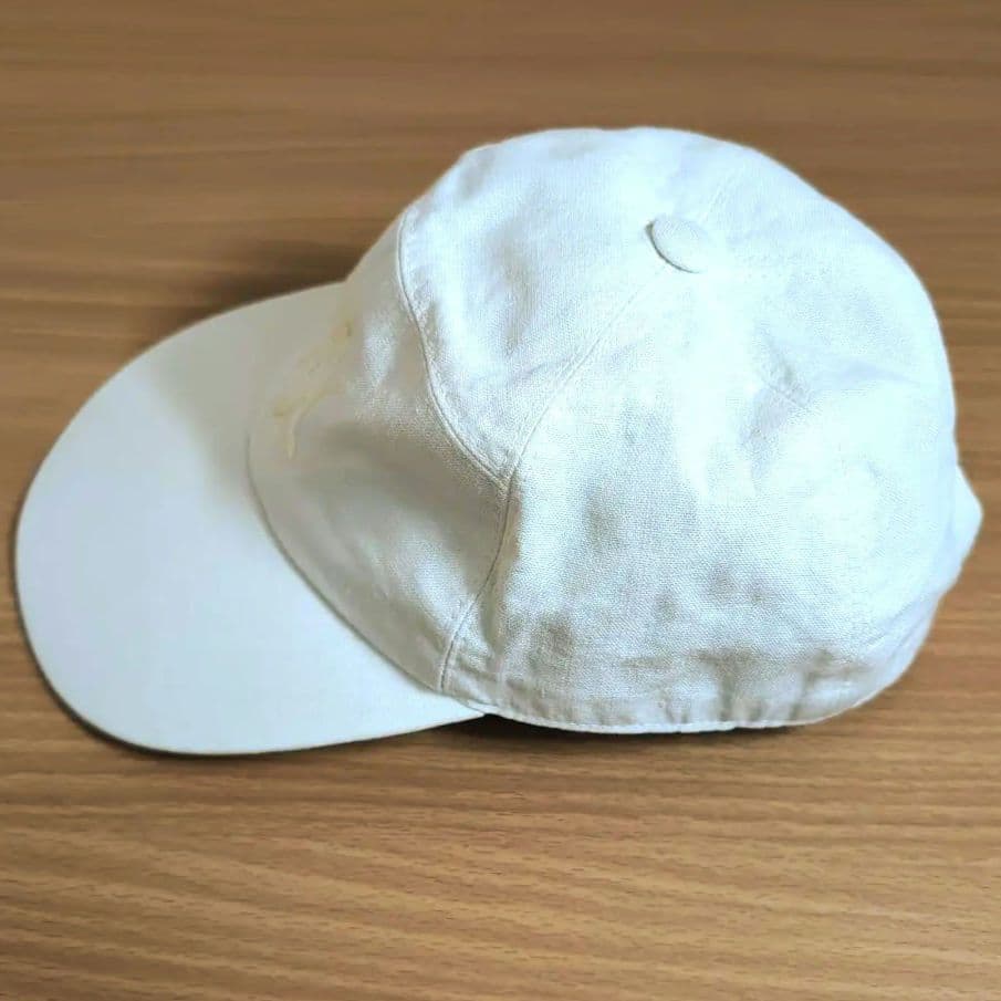 雰囲気抜群 HERMES リネンキャップ 白 58 フランス製 d63