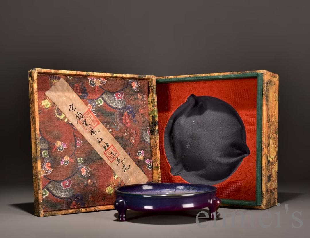 中国古美術 宋・鈞窯 紫紅釉 三足洗 壺 茶道具 古陶磁 骨董品 唐物 時代物