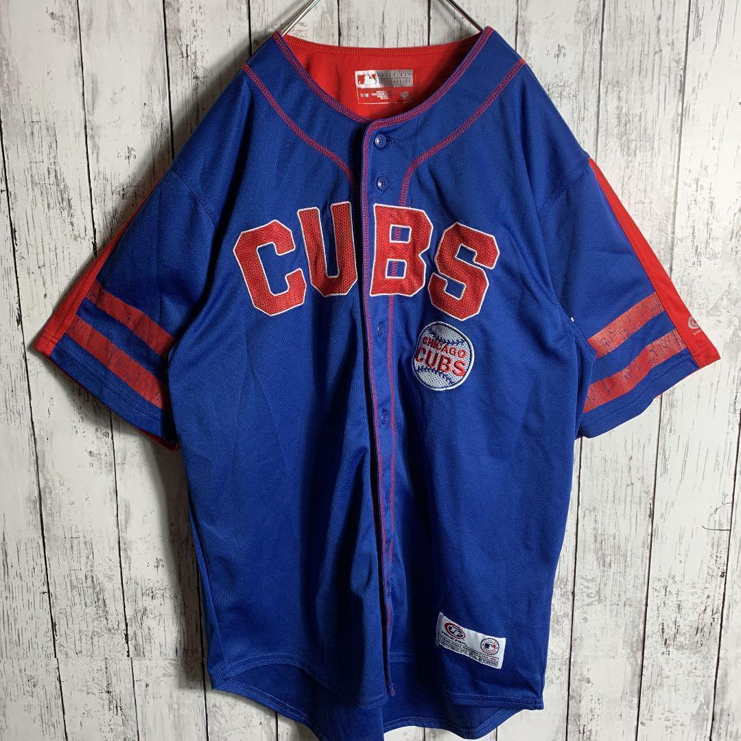 【MLB】古着 メンズ 青 野球 ベースボールシャツ シカゴカブス ★ストリート