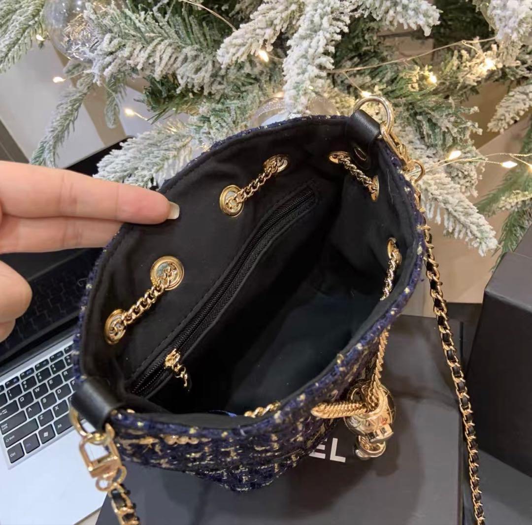 希少　レア　非売品 CHANEL ノベルティ ネイビー　ツイード バケットバッグ