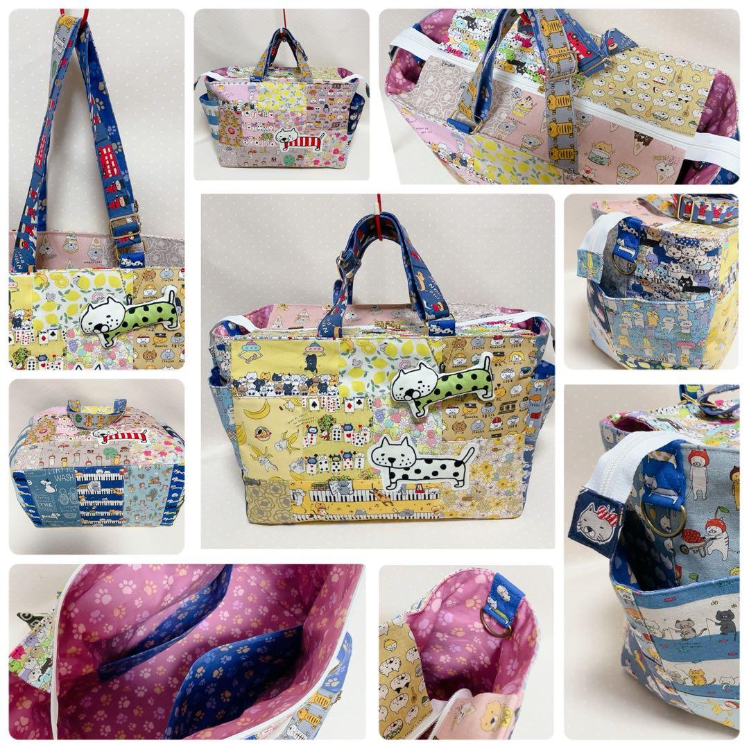 ブチ子。 パッチワークトートバッグ ポーチ