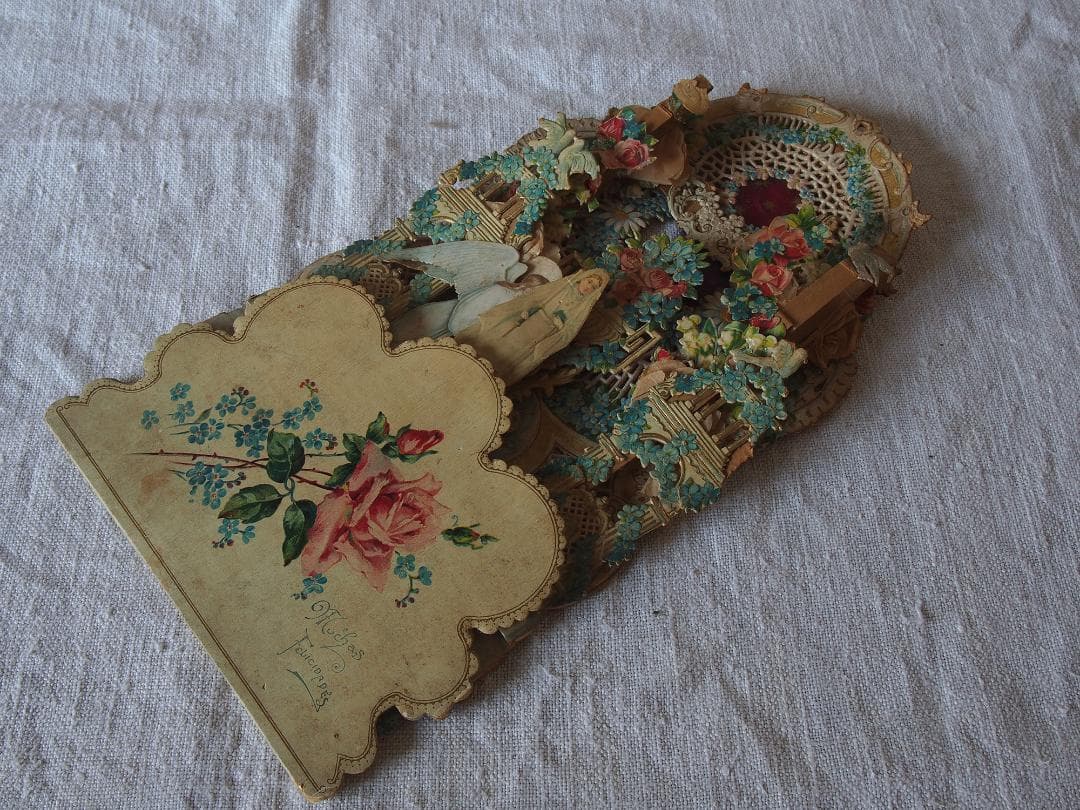 天使と花の装飾のペーパーデコレーション ヴィクトリアン期ペーパークラフトK400