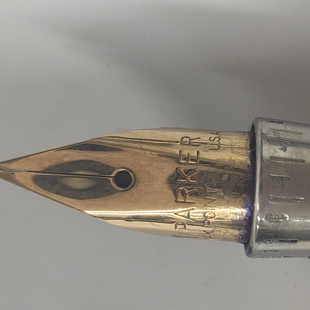 Parker ペン先14Kゴールド　チェック柄 万年筆 スターリングシルバー