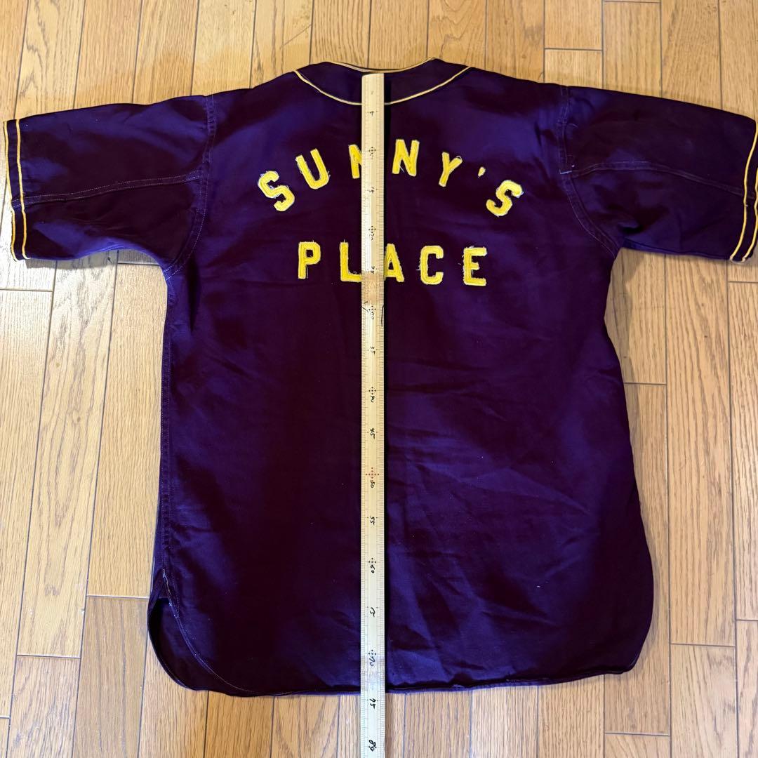 60's ヴィンテージ ベースボールシャツ&パンツ エンジ色　ボタンフライパンツ