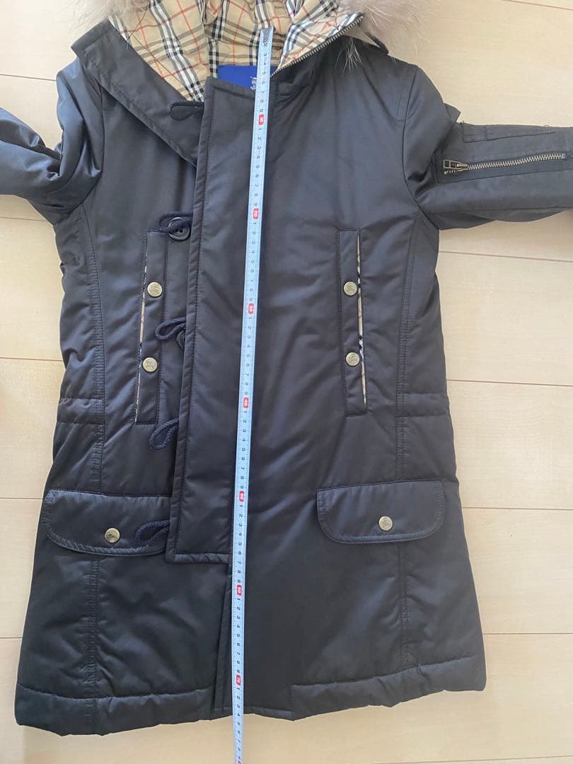 バーバリーブルーレーベルモッズコート 黒 ファー付き