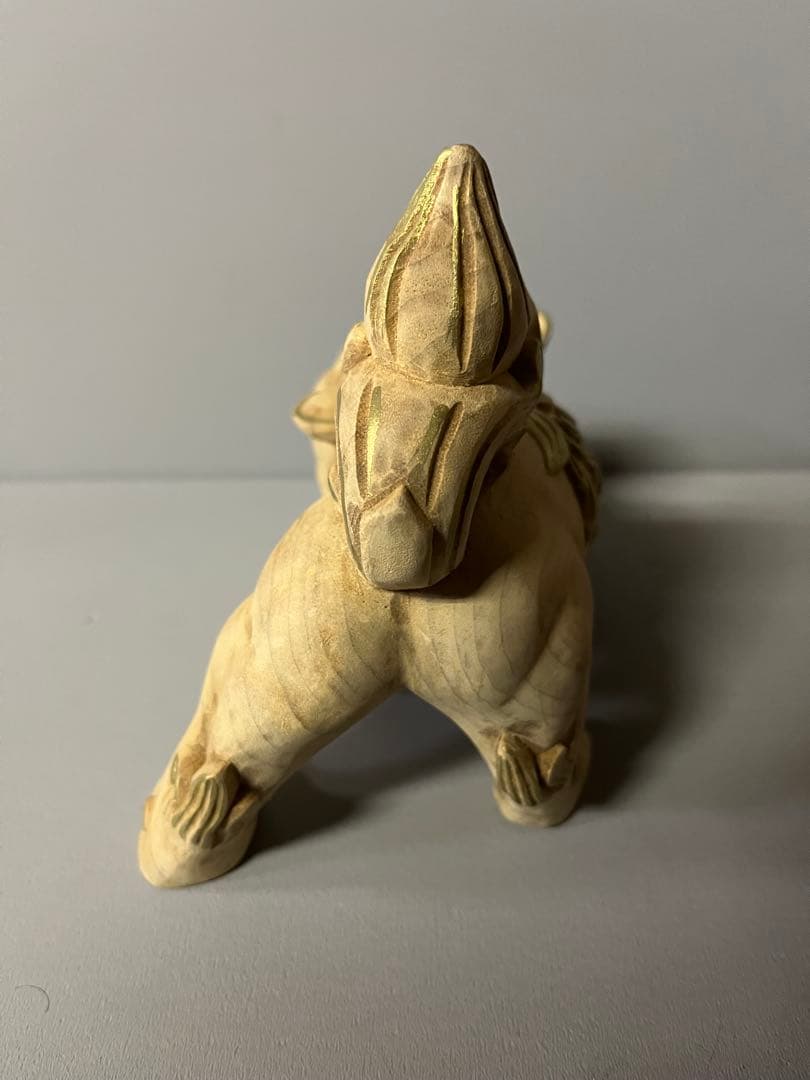 木彫り　獅子像　金淵付　１対　34