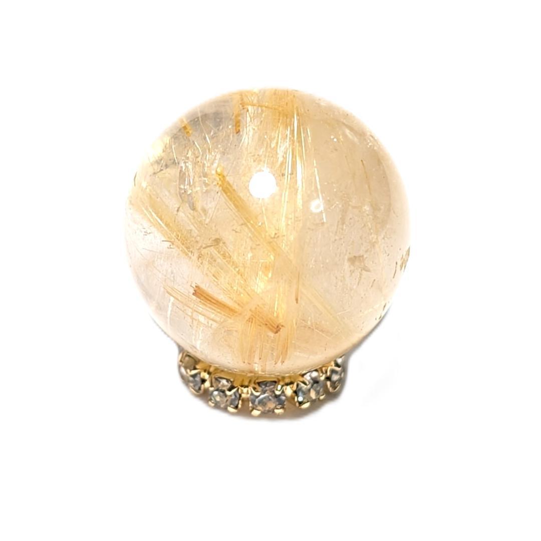 有馬英次　ゴールド タイチンルチル 13ミリ 1粒売り 貫通穴あり