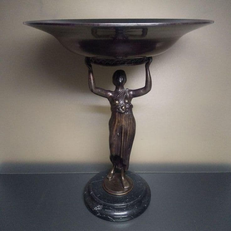 ◎西洋アンティーク ブロンズ像 (小物入れ) 置物 ミッドセンチュリー