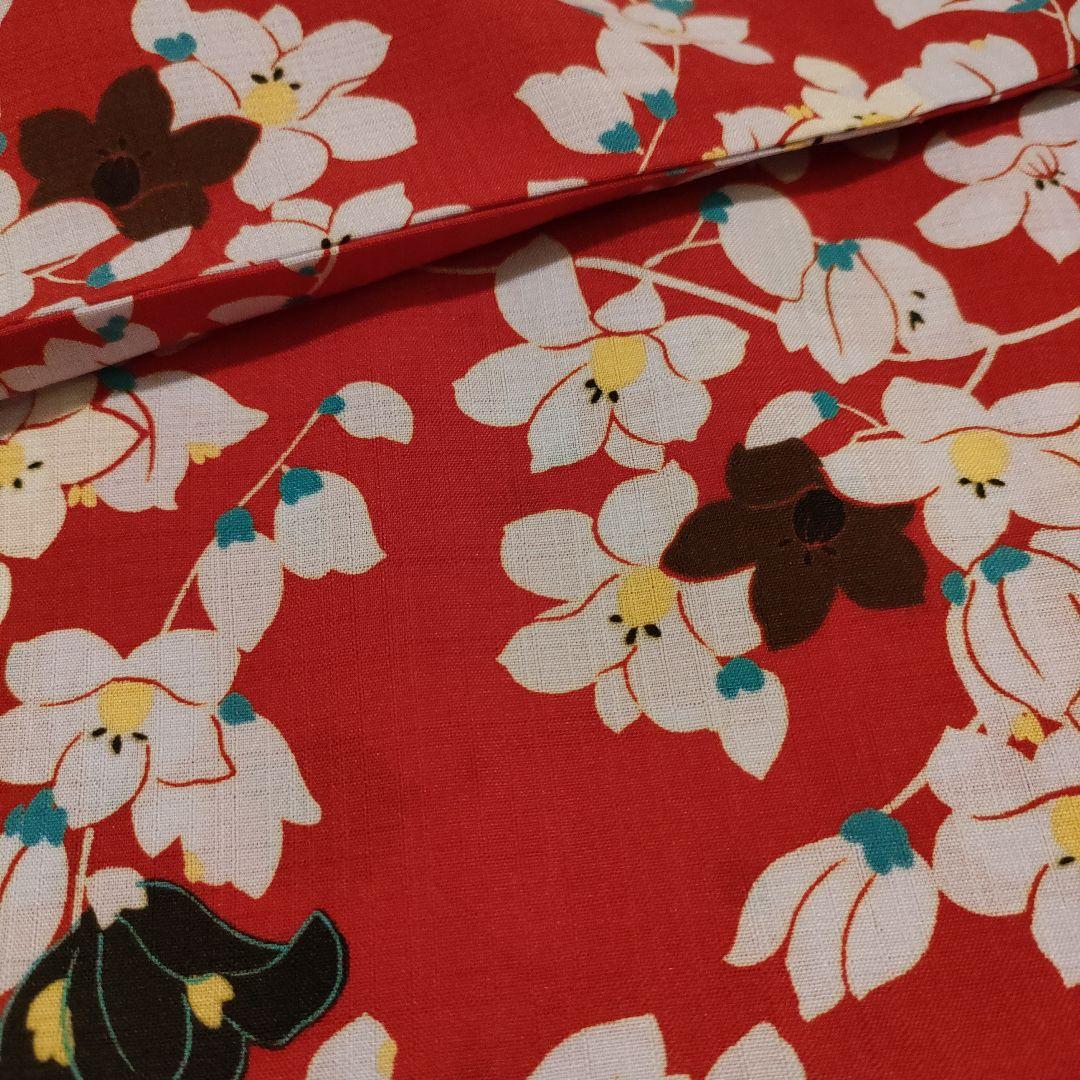 最終値下げ！！ふりふ　オリジナル　浴衣　ポリエステル100％　赤　花柄