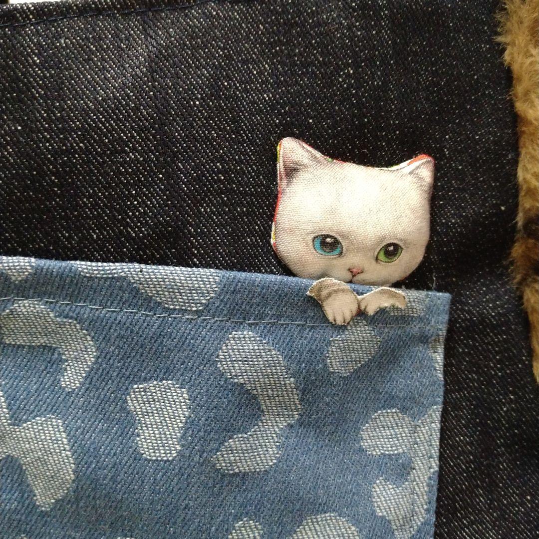 ゆ*ら様 コヤンイサムチョン☆スクエアトートバッグ　デニム＆ヒョウ柄ボア　オッド