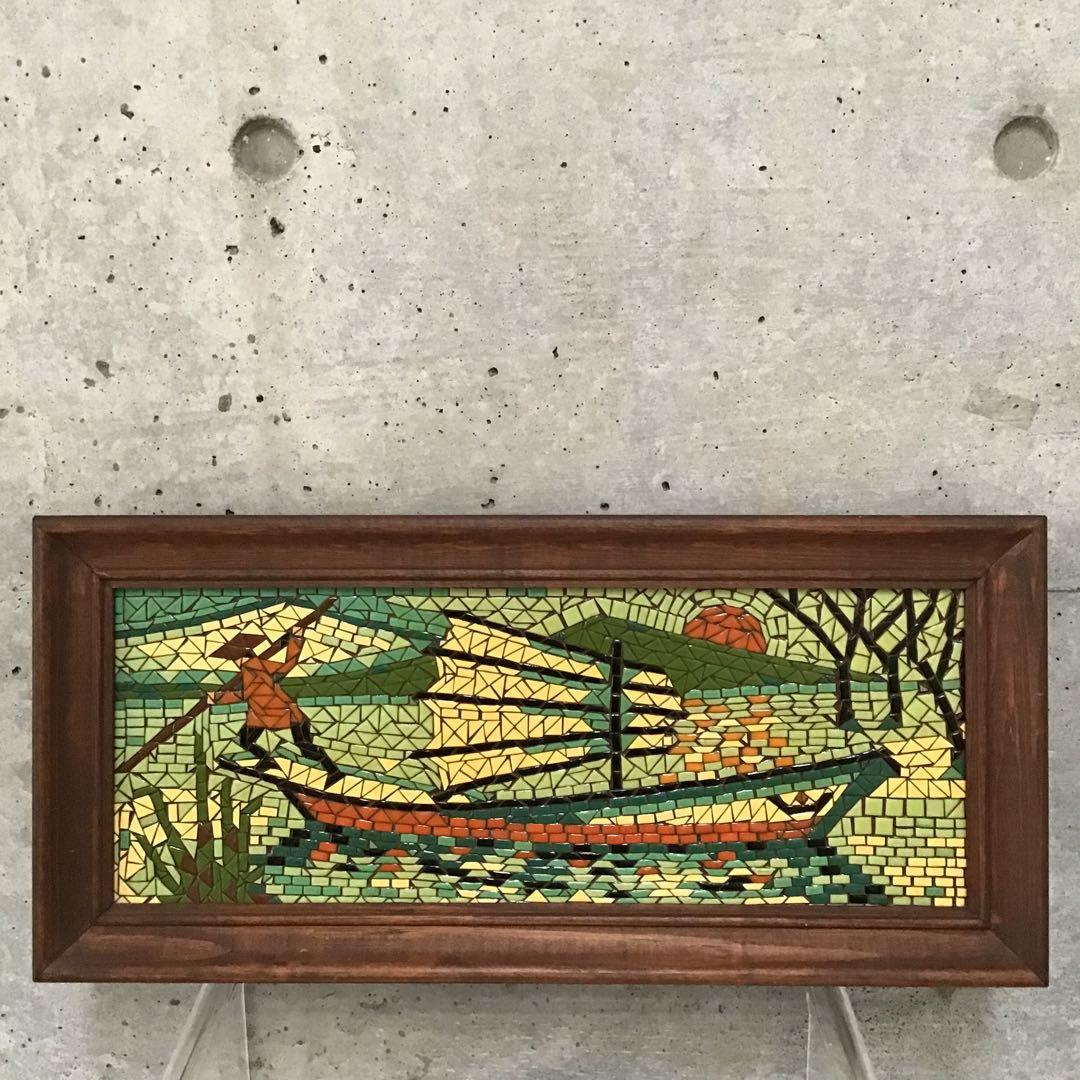 50’sアメリカ モザイクタイル 絵画 額 ビンテージHAWAII