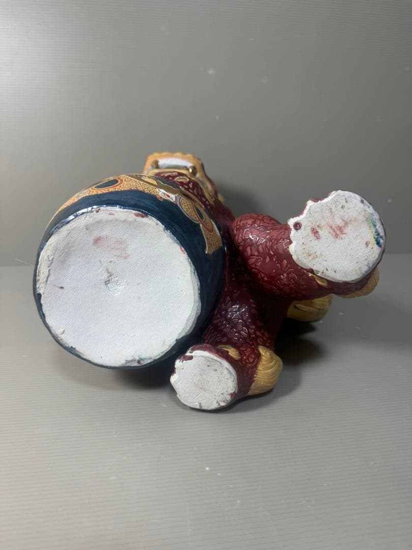 2517 九谷焼 玉乗り獅子 狛犬 シーサー 置物 開運 魔除け 縁起物 骨董品