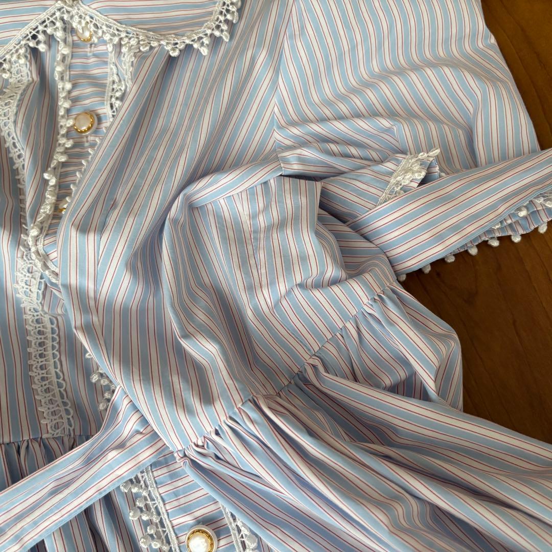 【極美品】MILK ムーンライトドレス ワンピース ミルク サックスストライプ