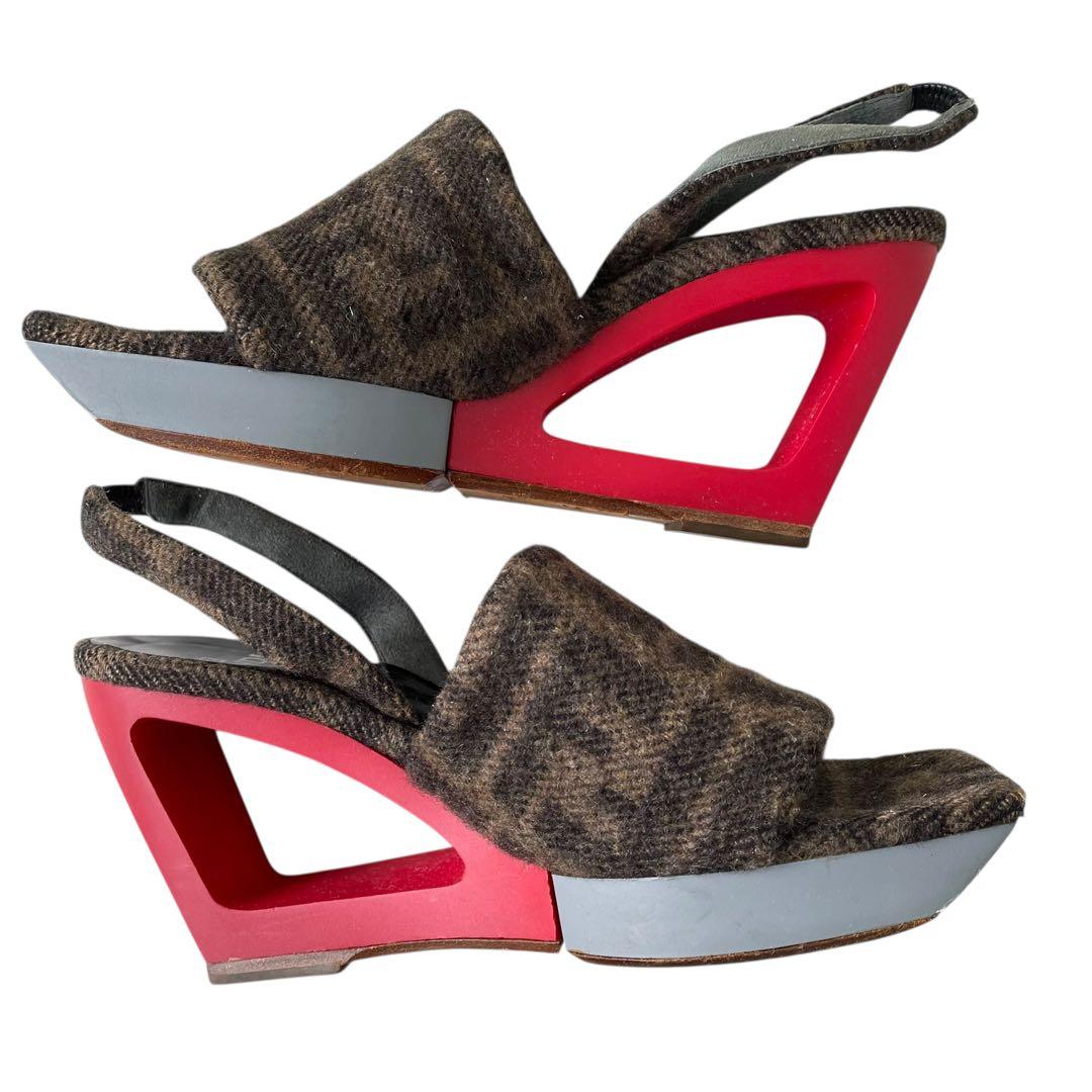 FENDI フェンディ 厚底サンダル ミュール ズッカ柄　36.5 24cm