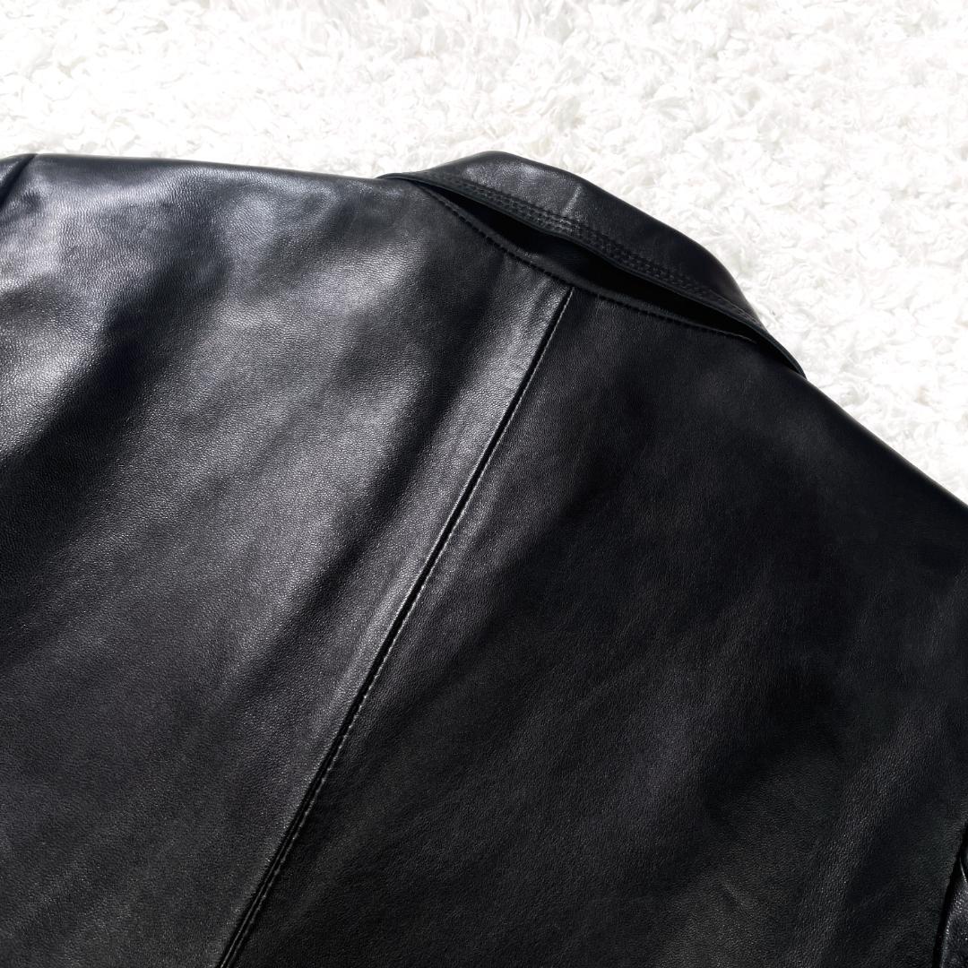 ✨未使用級✨ BALMAIN 羊革 レザージャケット 13号 上品 高級感 黒