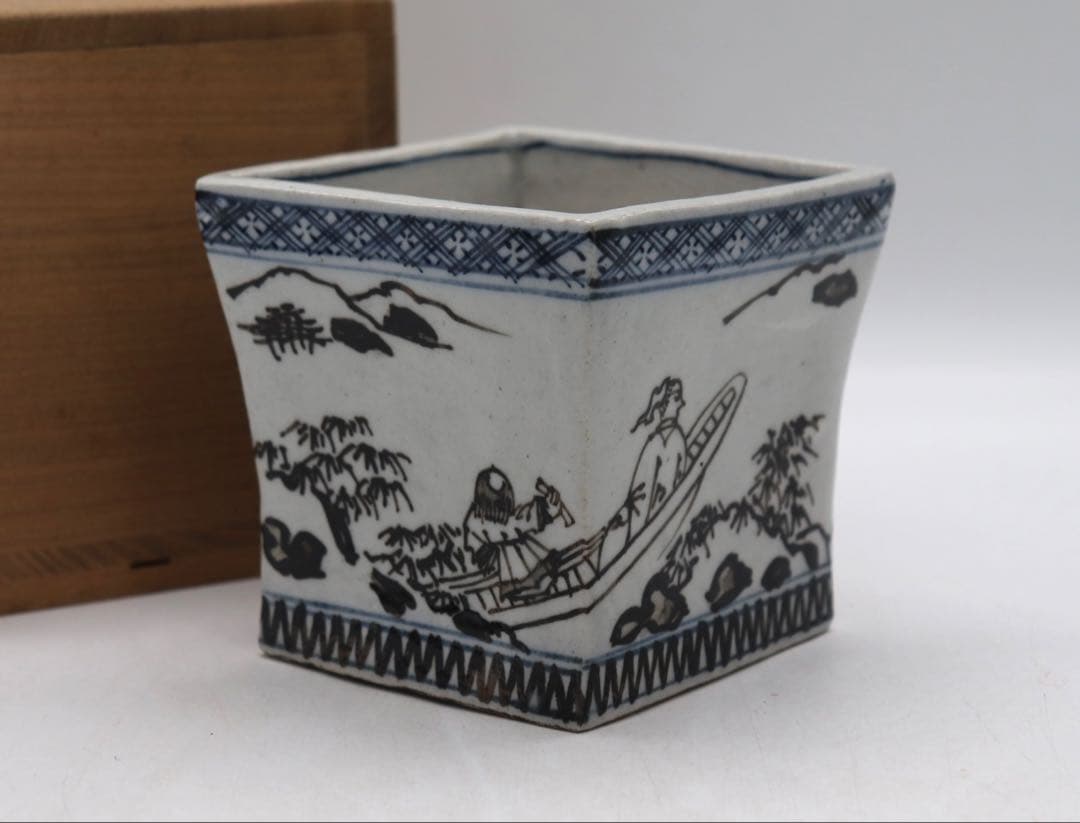 京都の名工　雍州乾山　角鉢　茶道具　共箱　送料込み250529