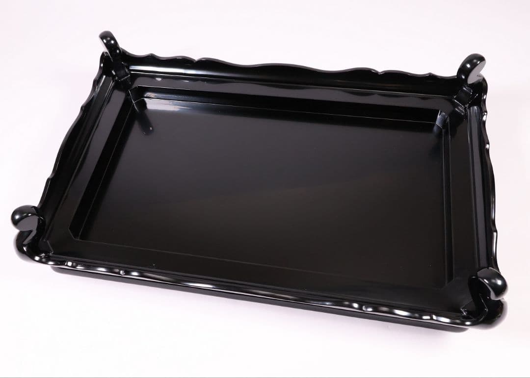 輪島塗 若島量平 青貝梨子地 花台 57×36cm 共箱 木製 平卓【MB62】