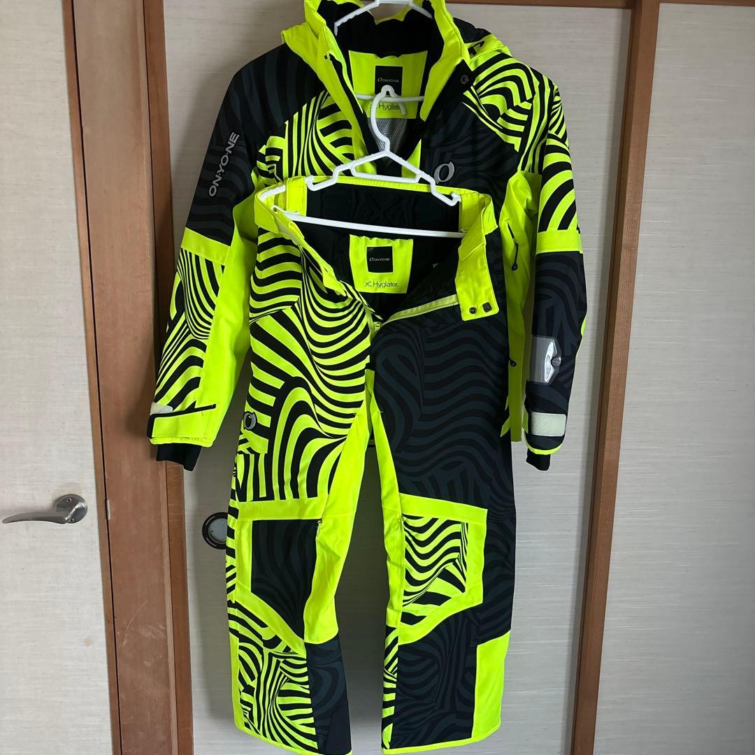 ゆう　オンヨネ　スキーウェア 男性用 蛍光イエロー黒　ゼブラカラー