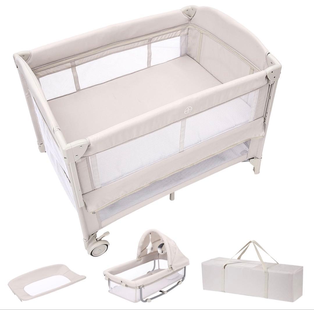 【美品】thinkmax多機能ベビーベッド ベージュ