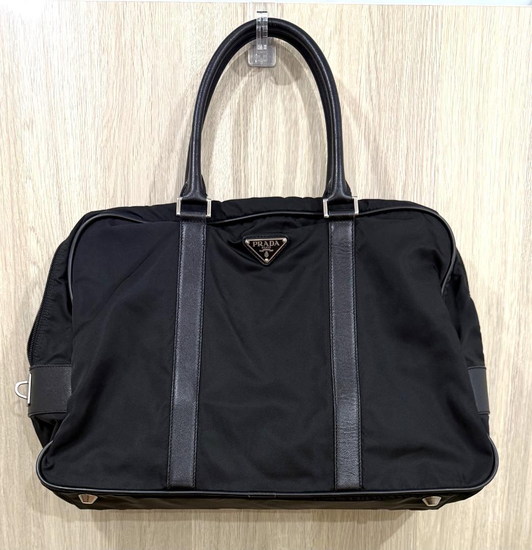 PRADA　プラダ　ビジネスバッグ　ボストン　ブラック　三角プレート