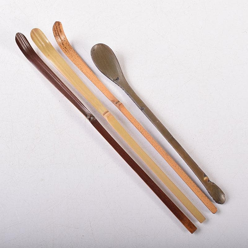 茶道具　若松文　黒楽茶碗　宗室　茶杓　三本　匙　一本　時代箱付　M　R8692B