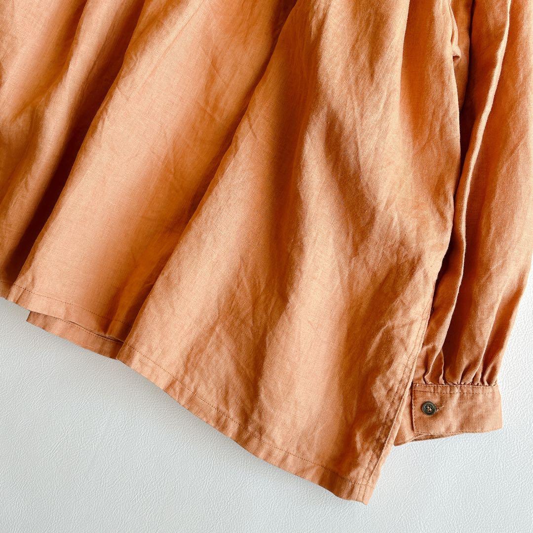 美品 ICHI Antiquite's ⿻ リネン ギャザー ワイドブラウス 麻