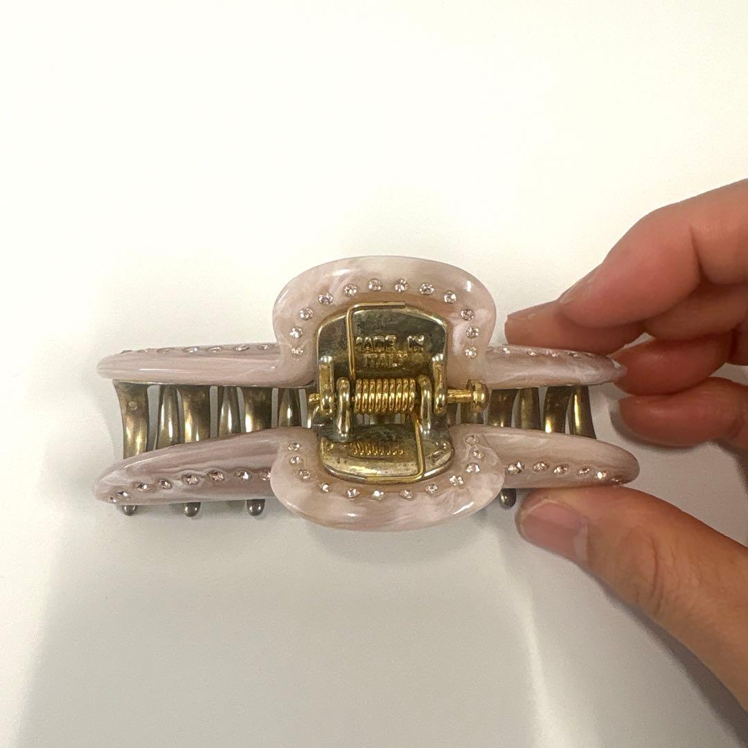 ストーン装飾付きピンクヘアクリップ　acca アッカ　Lサイズ