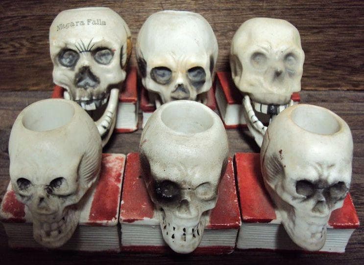 【6個】ビンテージ　スカル　マッチホルダー　JAPAN　髑髏 骸骨アゴユラ