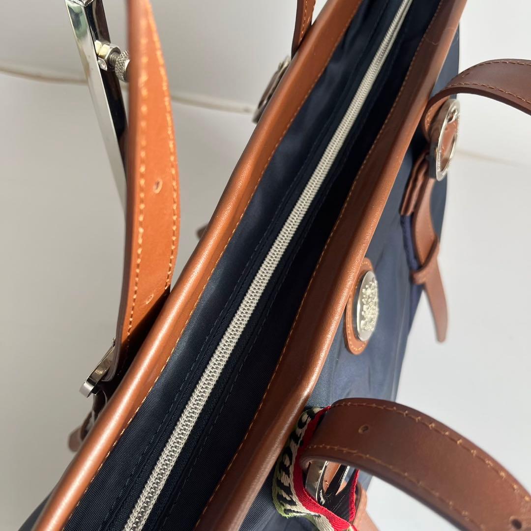 ✨未使用保管✨　Orobianco 　レザー　ナイロン　ビジネスバッグ　ネイビー