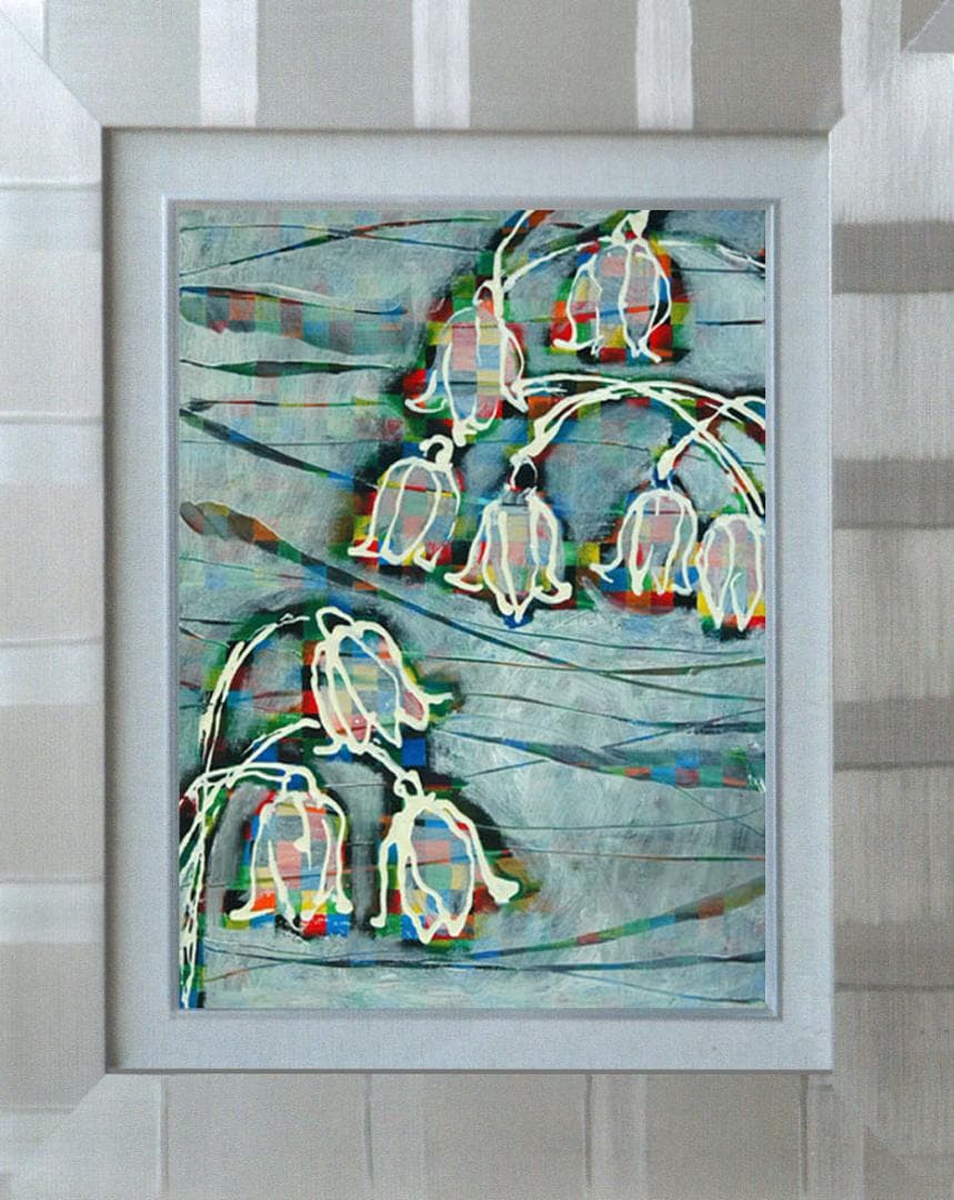 油絵 菅家令子 絵 絵画インテリア 額付(銀) F4-090116 花 すずらん