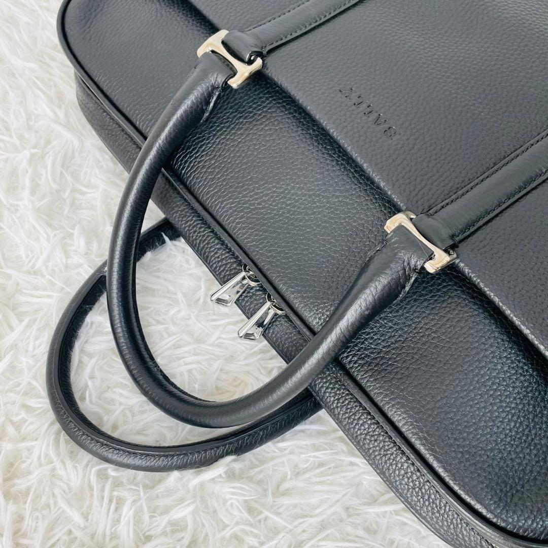 【現行近】BALLY MALESO 2WAY ブリーフケース シボ革　ブラック