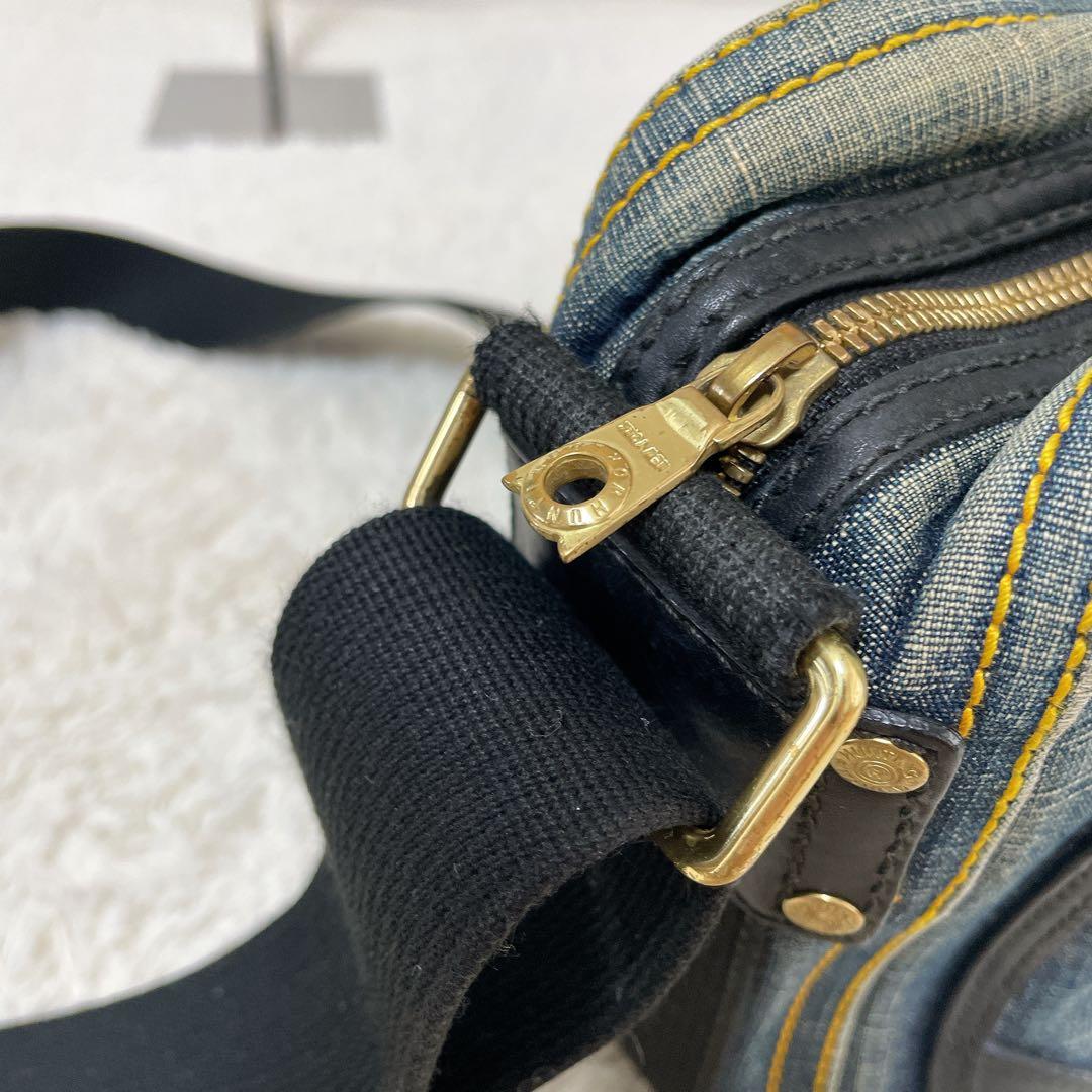 【希少】HUNTING WORLD デニム×レザー ショルダーバッグ 斜め掛け