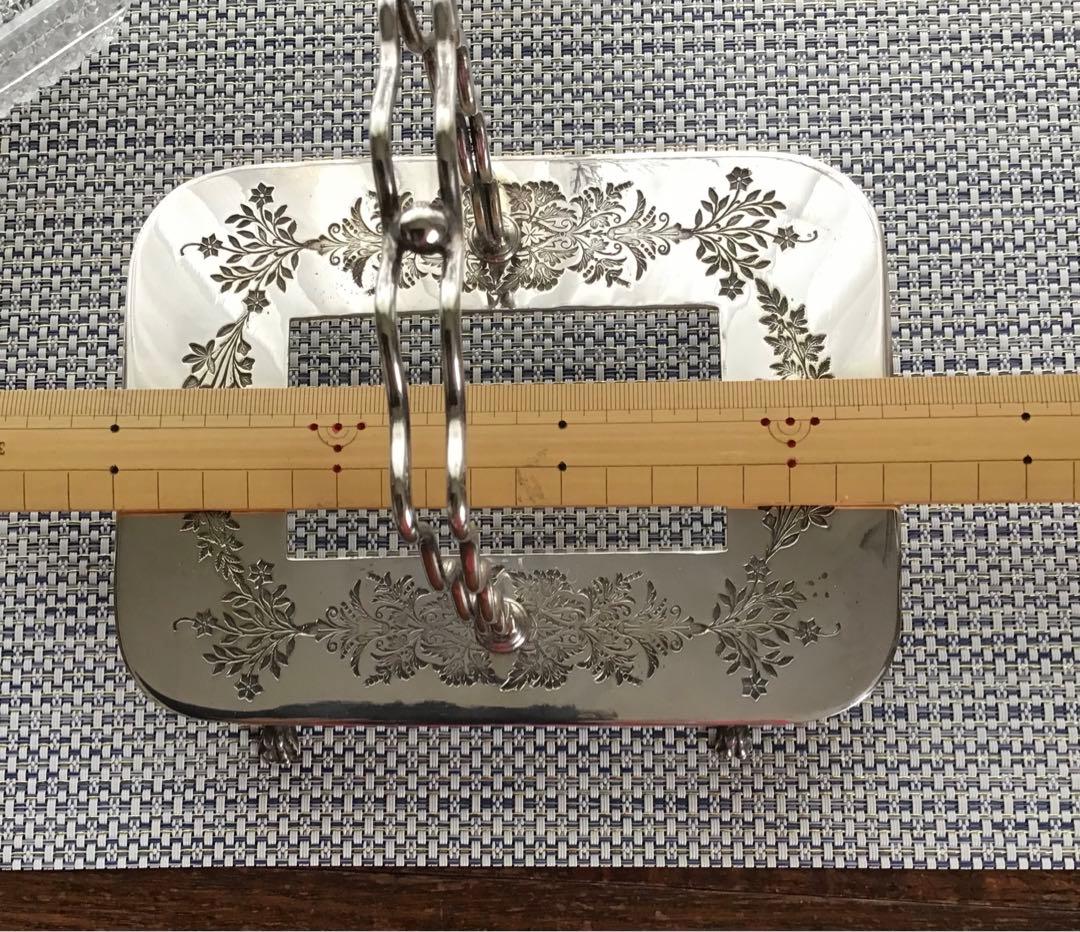 イギリスアンティーク、シルバーとガラスの持ち手付き深皿