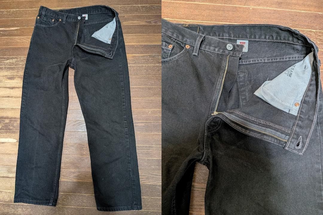 90sUSA製リーバイス505後染ブラックヒゲハチノスL30/66前後期7050