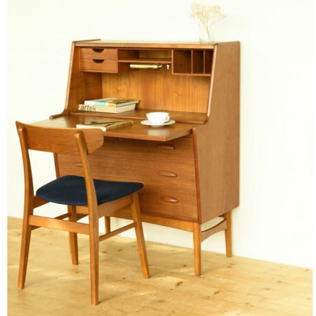 ライティングデスク ビューロー ライティングビューロー 北欧 ビンテージ 送料込